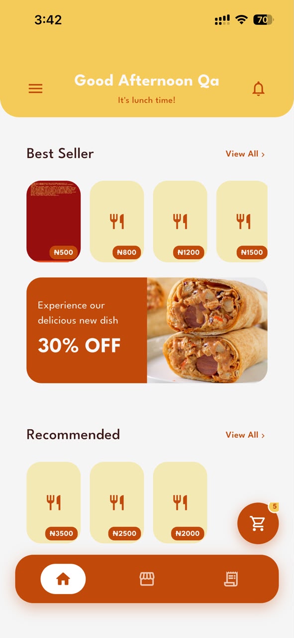 Campus Depo customer home screen